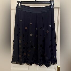 Ann Taylor Black Skirt with Acrylic Disks on Net Overlay, Size 6